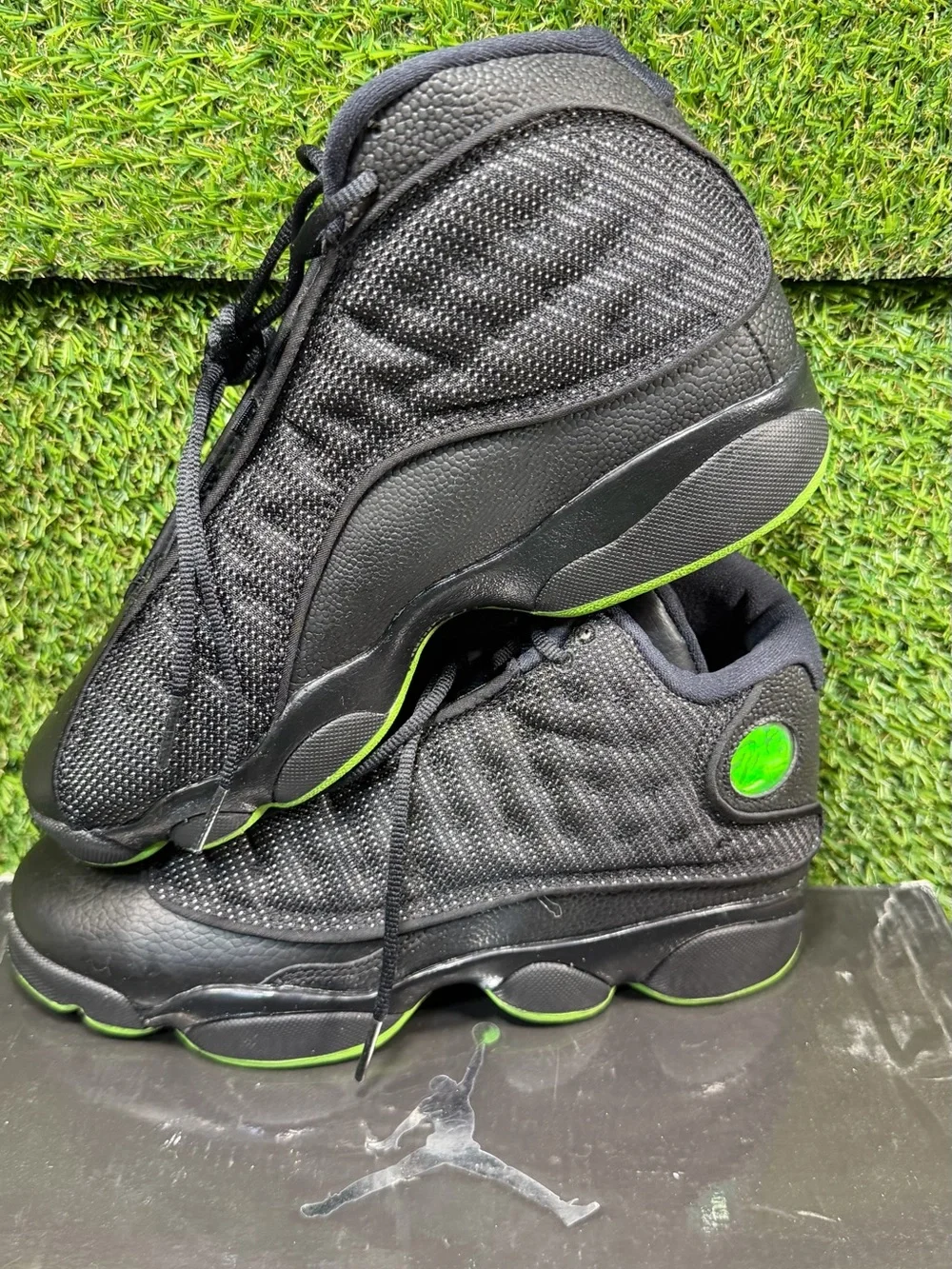 Nike Air Jordan 13 Retro GS Altitude 2010 Black Green 414574-003 Size 5.5Y